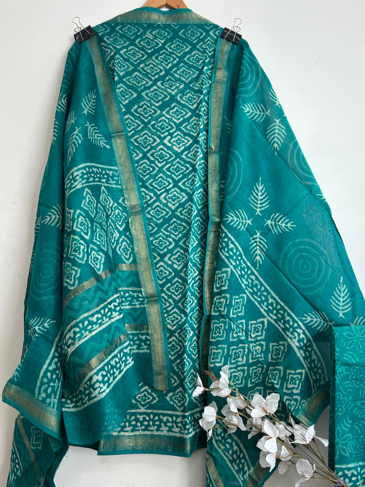 Hand BlockPrint Chanderi Silk Cotton Dress Material