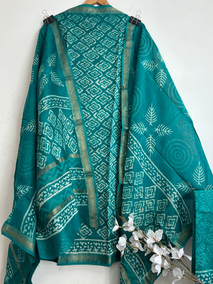 Hand BlockPrint Chanderi Silk Cotton Dress Material