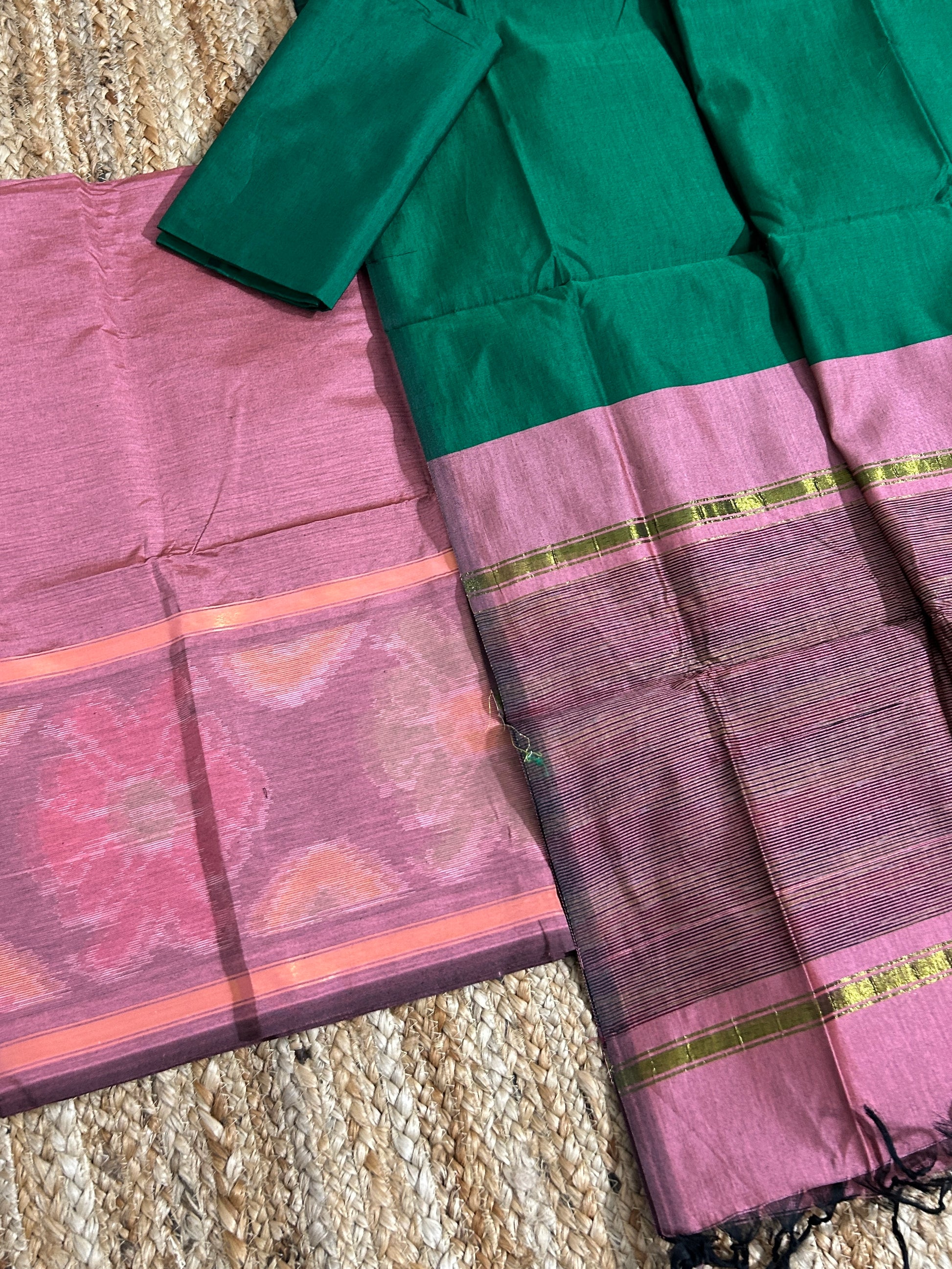 Ikat Cotton Silk Dress Material