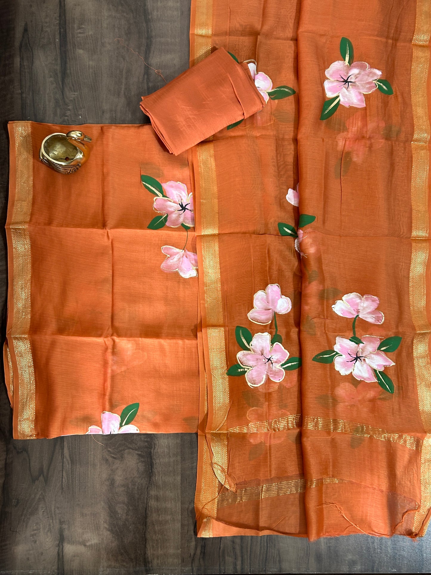 Hand Painted Maheshwari Silk Cotton Dress Material