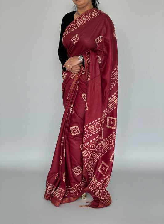 Batik Soft Silk Saree with Blouse