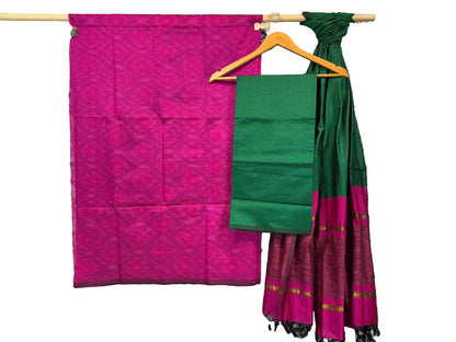 Ikat Cotton Silk Dress Material