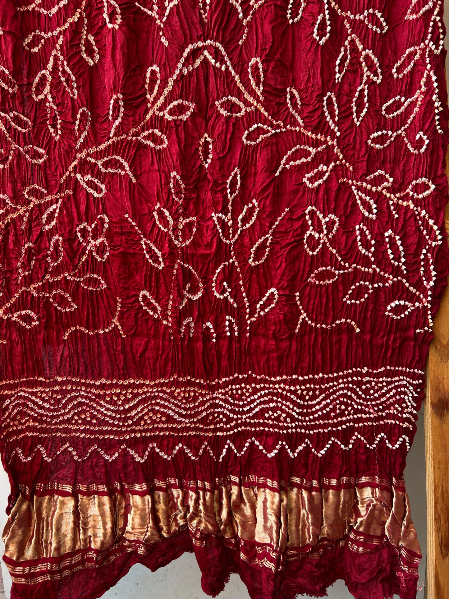 Maroon Pure Gajji Silk Bandhej Dupatta