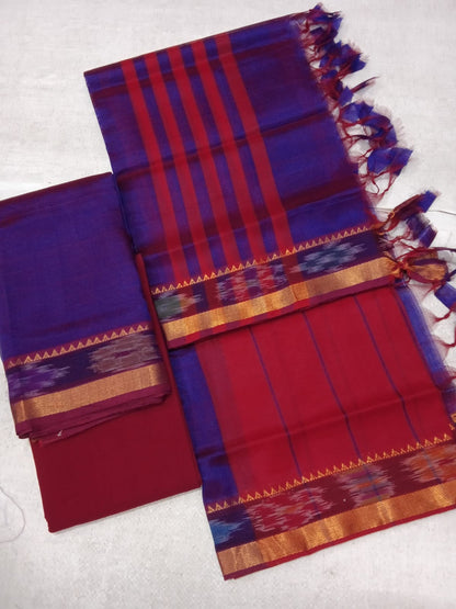 Mangalagiri Silk Dress Material with ikath Border