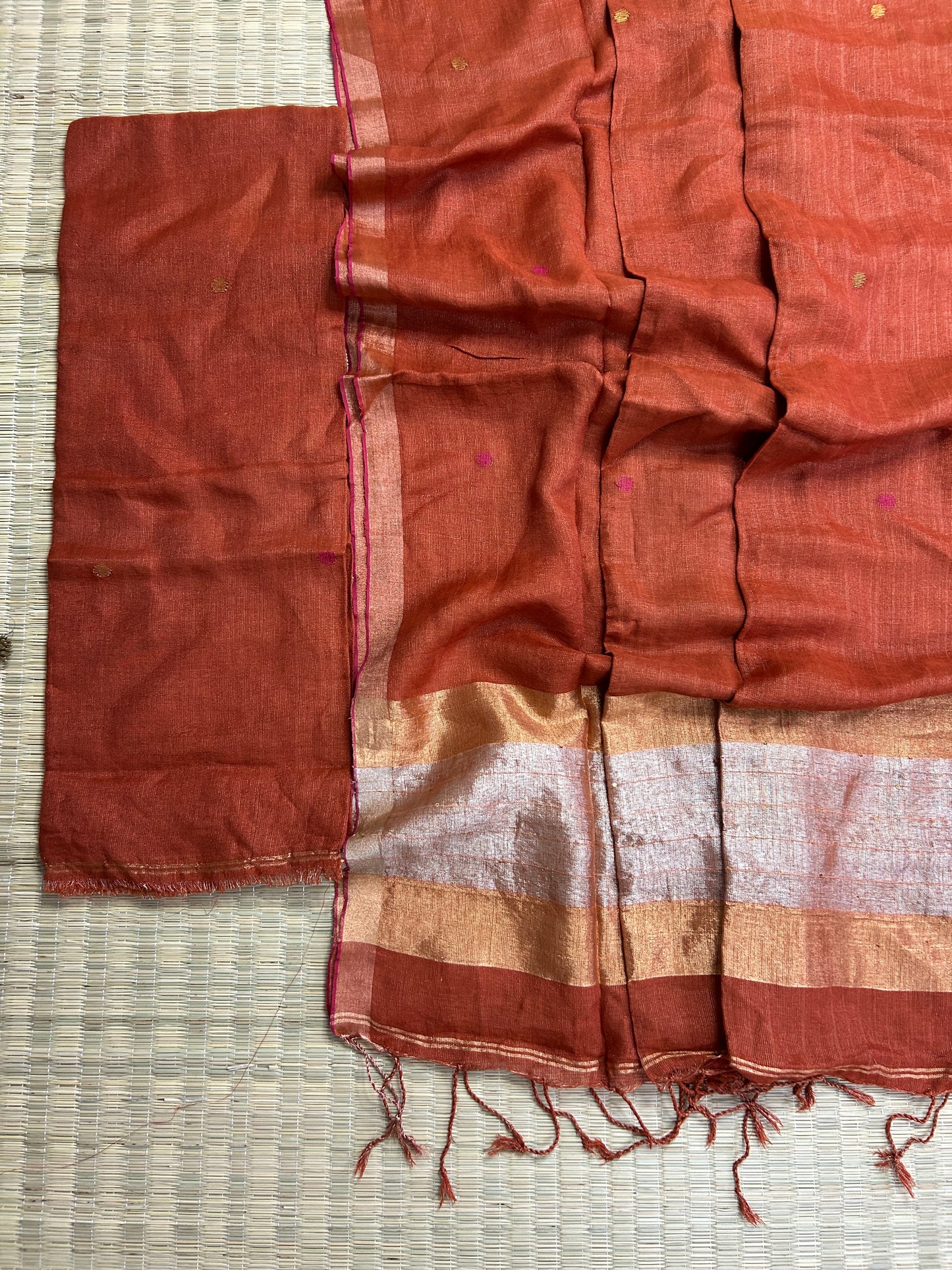 Jamdani Linen Cotton 2 pc Dress Material