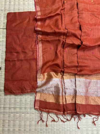 Jamdani Linen Cotton 2 pc Dress Material