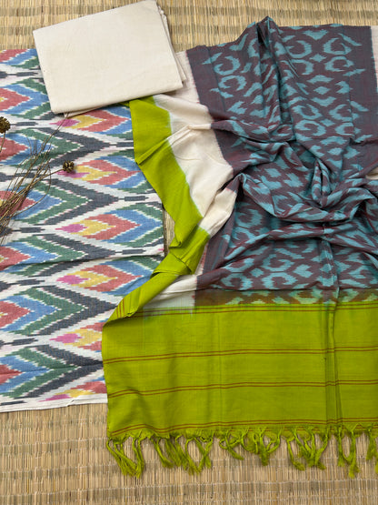 Double Ikat Cotton Dress Material with Uzbek Top