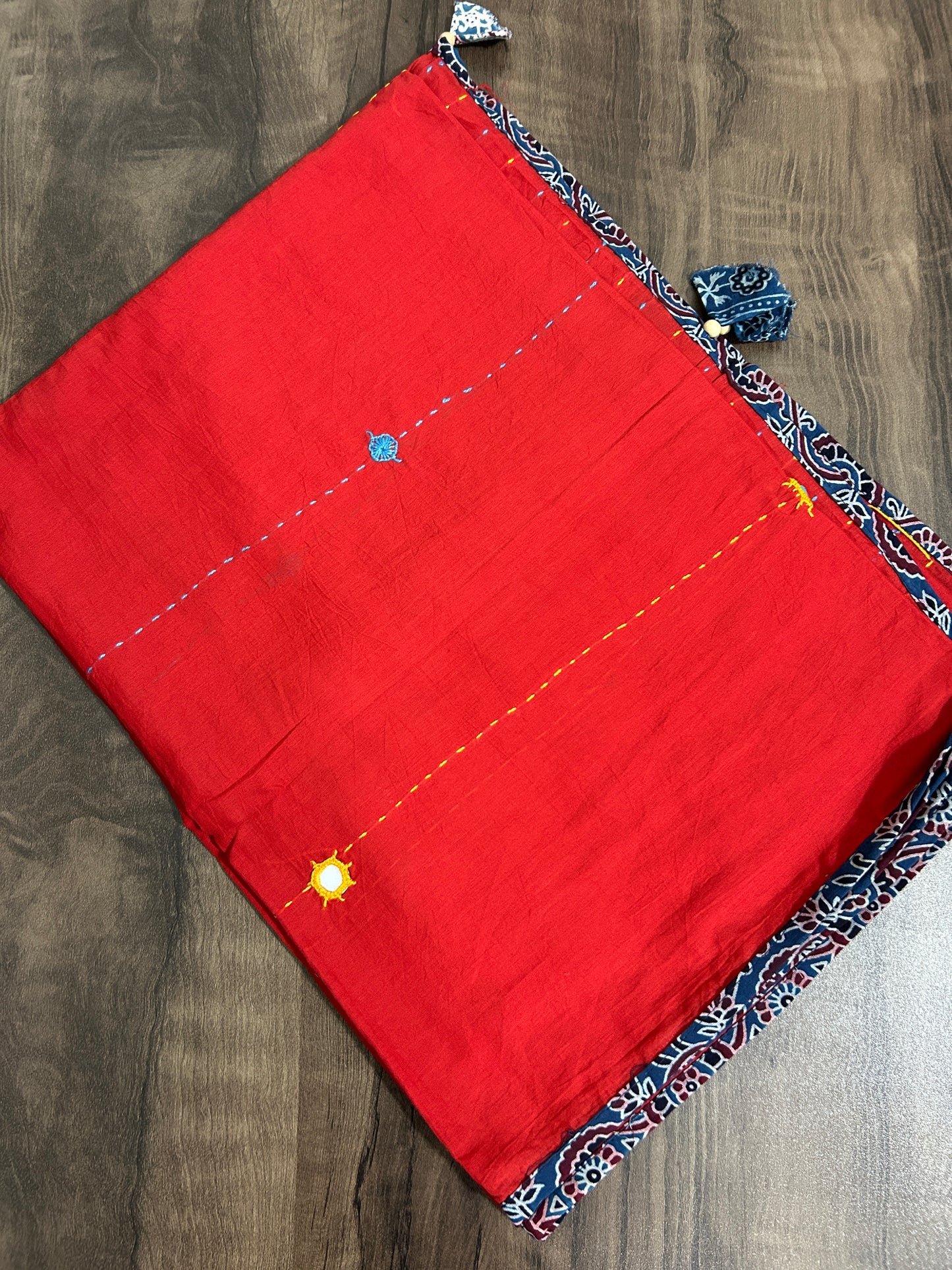 Appliqué and Mirror Work Cotton Dupatta