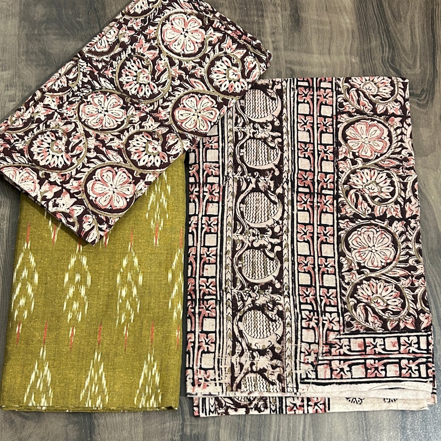 Ikat Kalamkari Cotton Dress Material