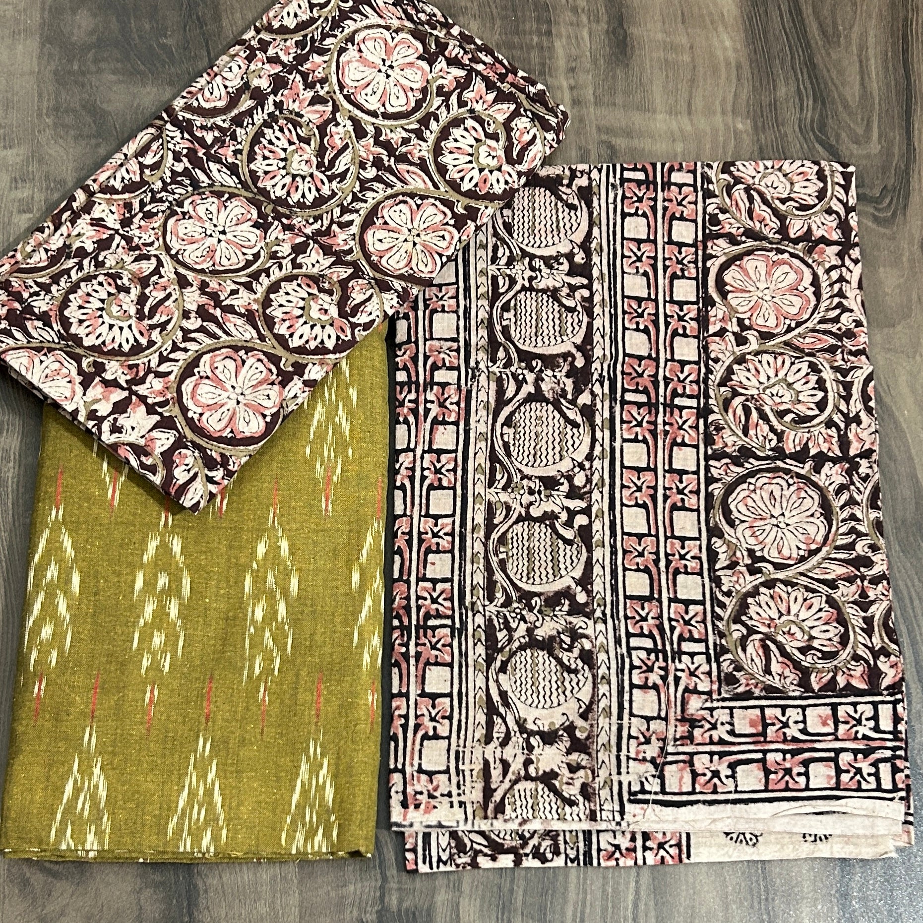 Ikat Kalamkari Cotton Dress Material