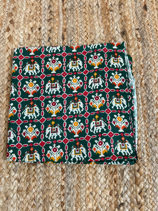 Green Patola Print Top Material