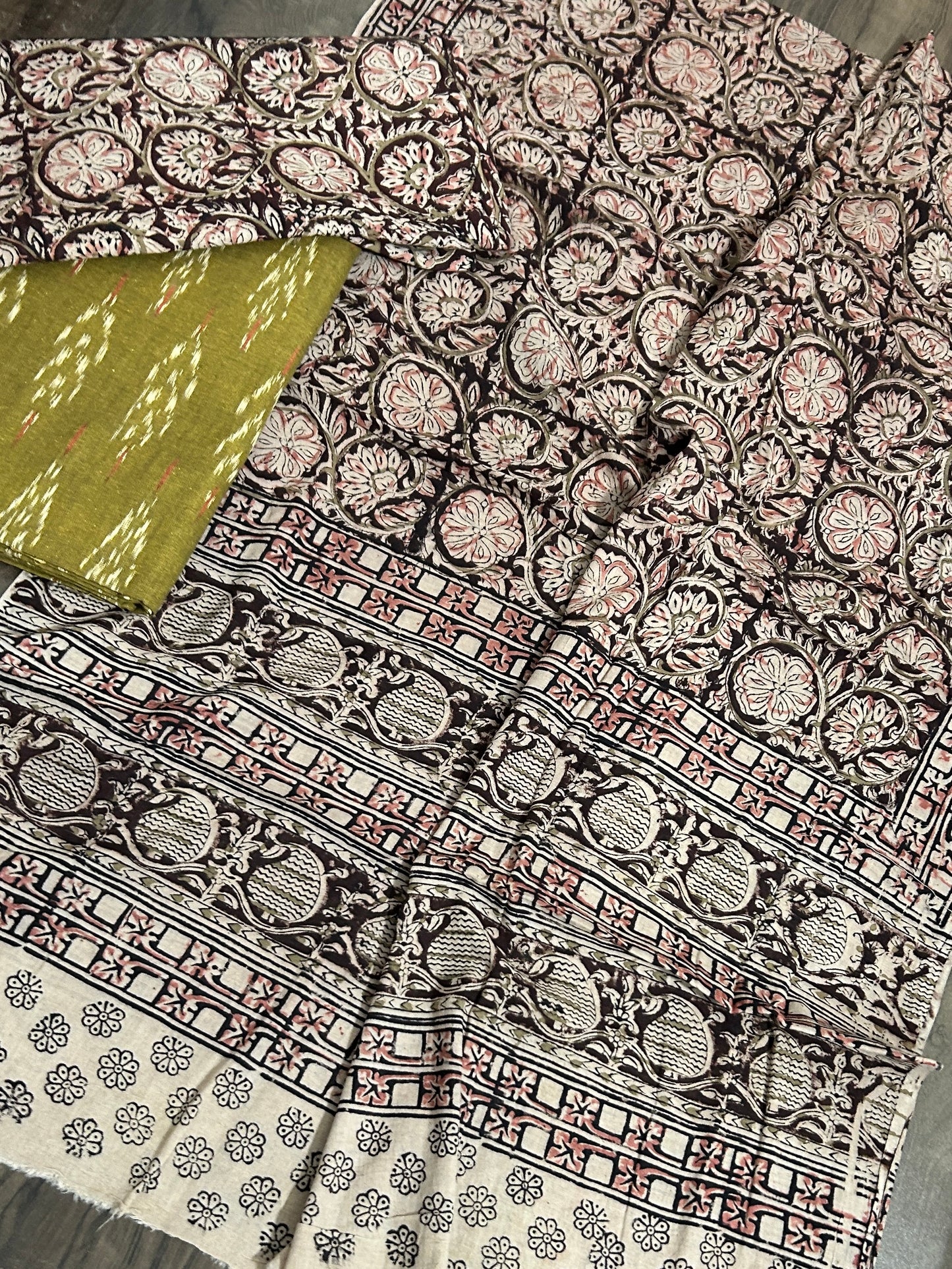 Ikat Kalamkari Cotton Dress Material