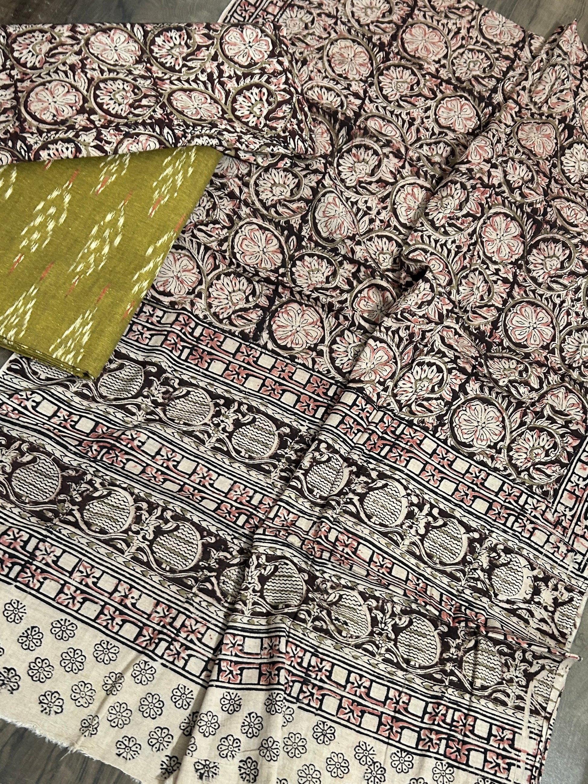 Ikat Kalamkari Cotton Dress Material