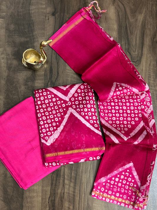 Hand BlockPrinted Chanderi Silk Cotton  Dress Material