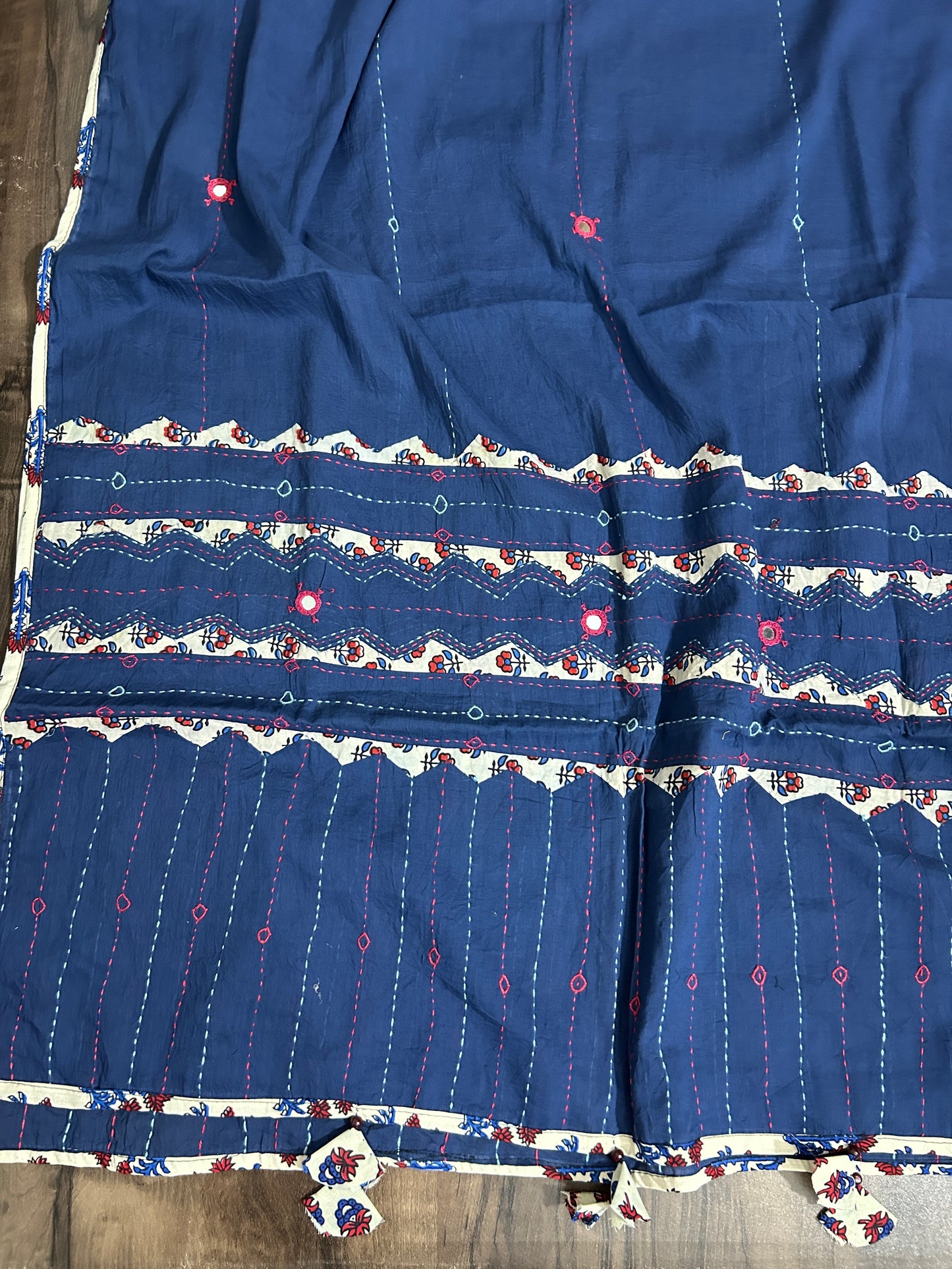 Appliqué and Mirror Work Cotton Dupatta