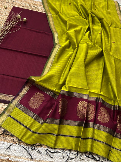 Maheshwari Silk Cotton Top Dupatta Set