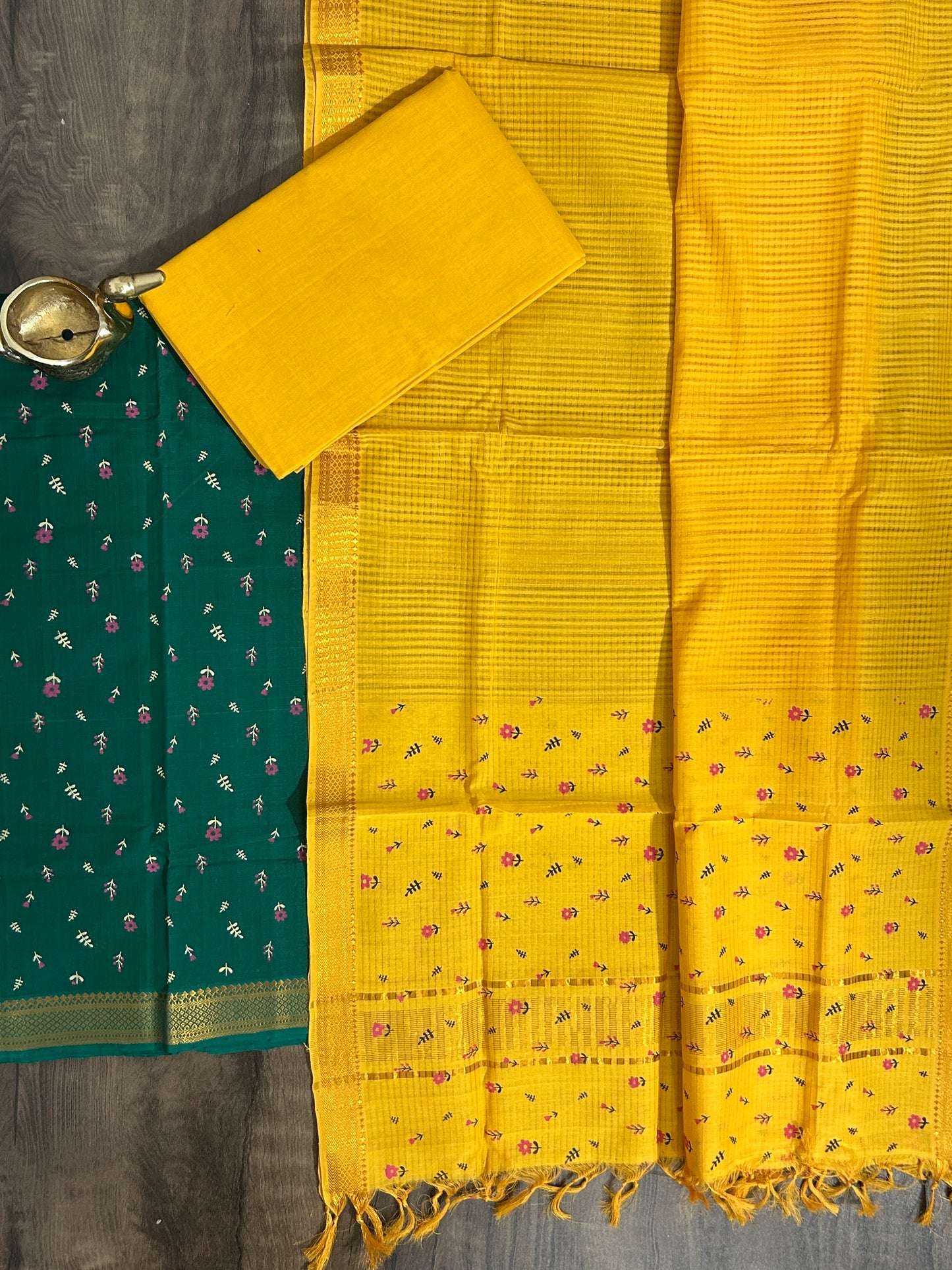 Mangalagiri Cotton Dress Material with zari border