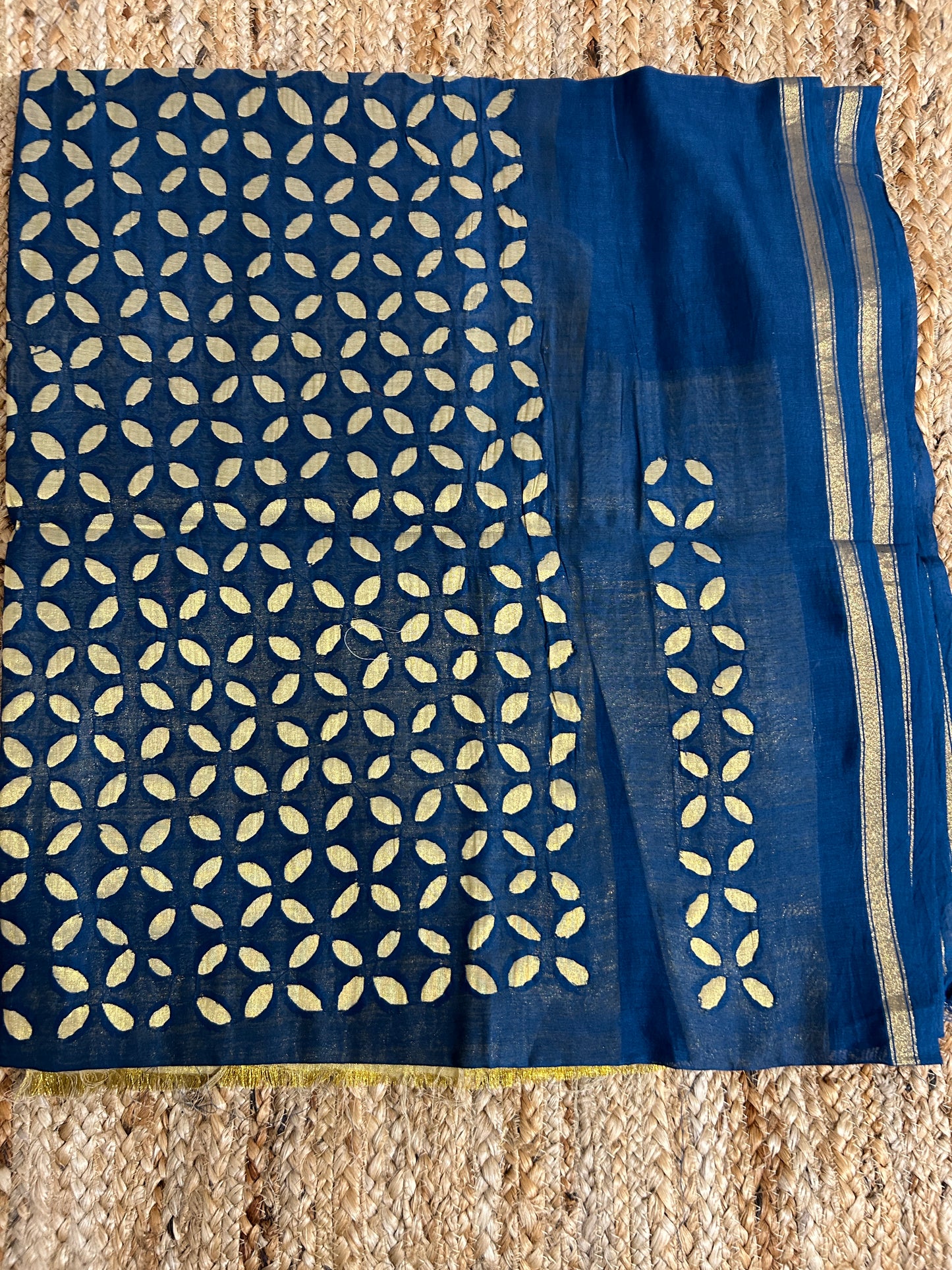 Appliqué Work Chanderi Silk Kurti Fabric