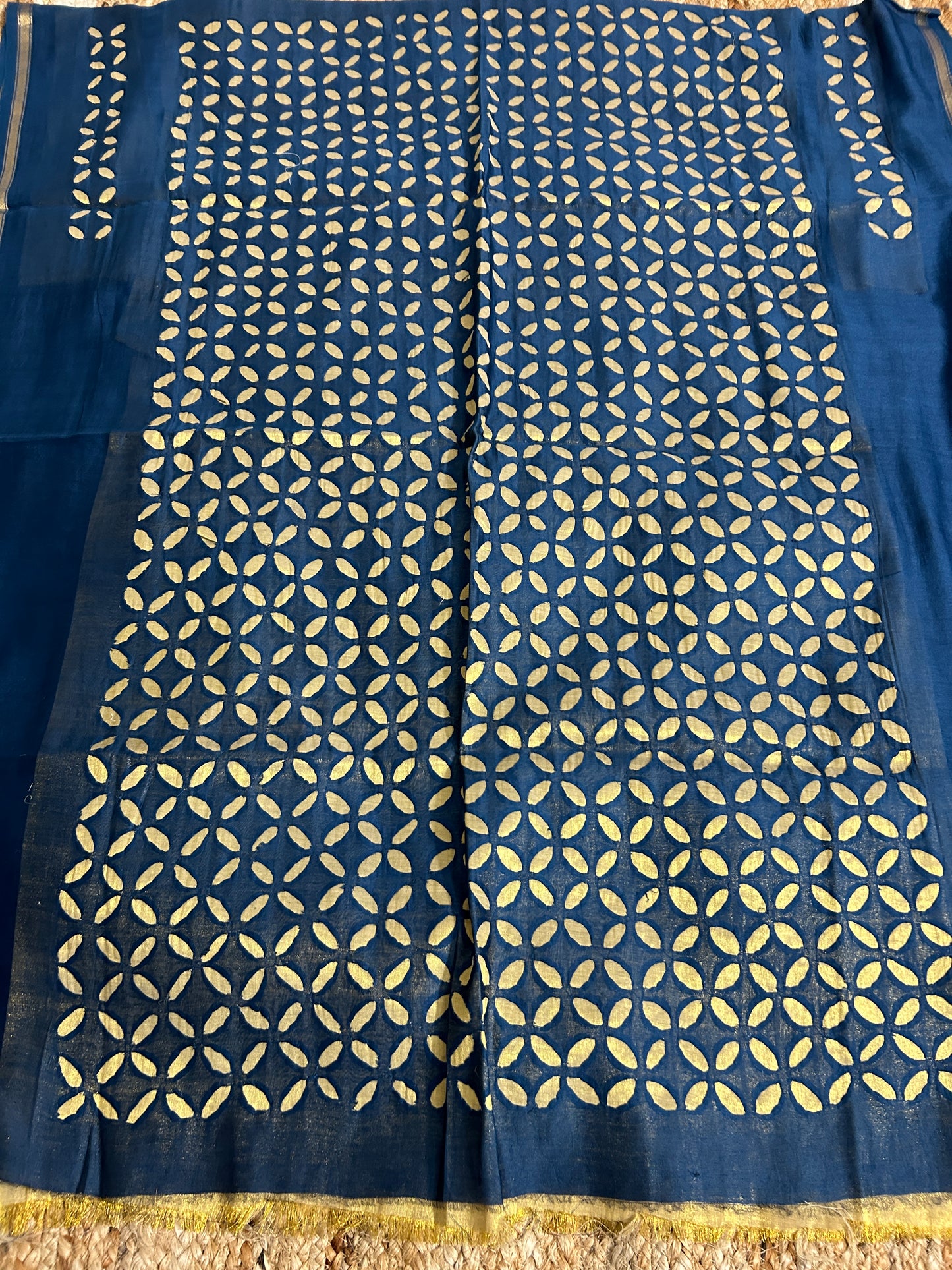 Appliqué Work Chanderi Silk Kurti Fabric