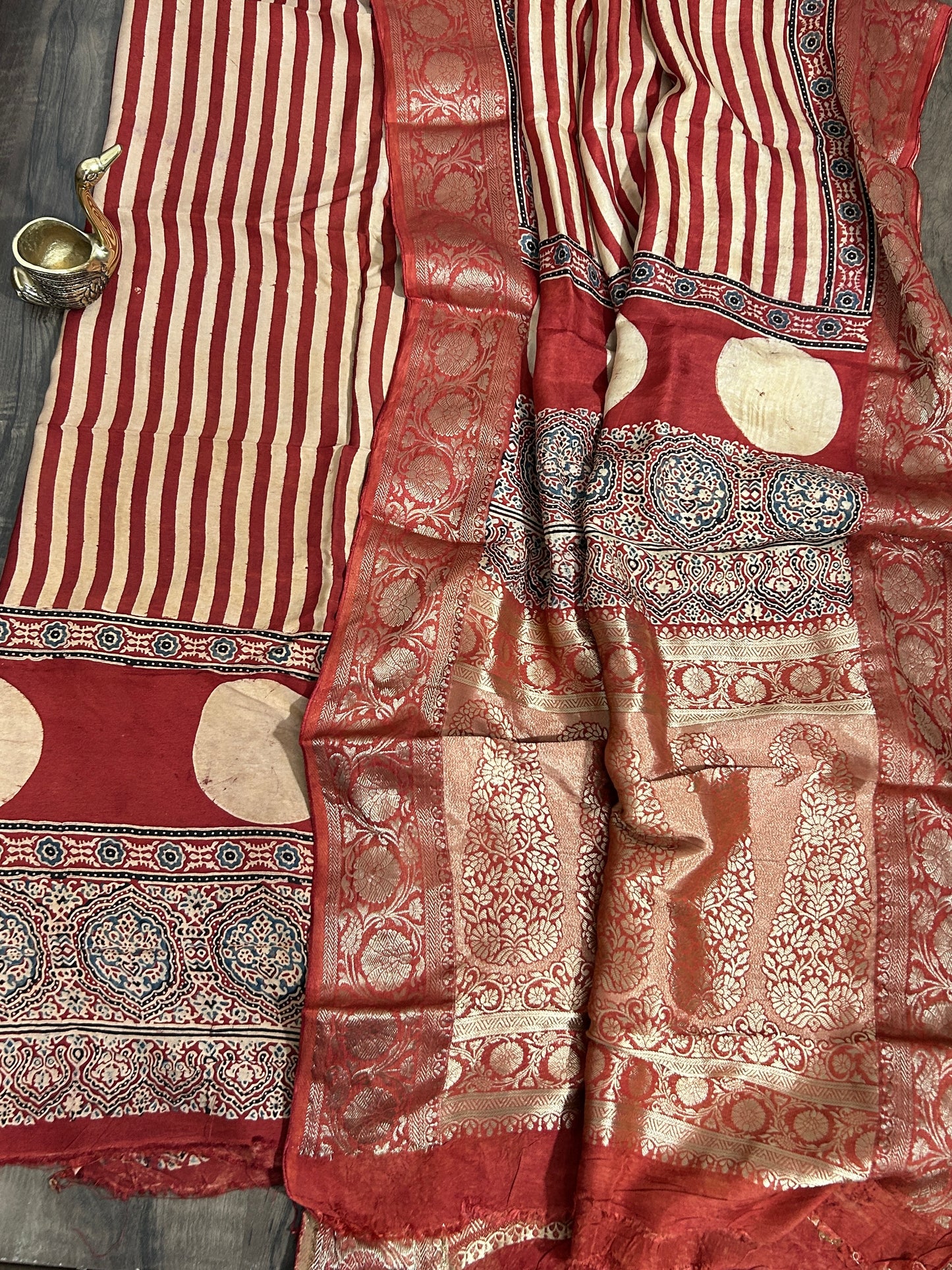 Ajrakh Dola Silk Dress Material