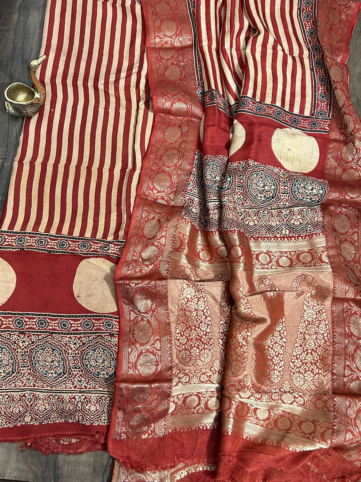 Ajrakh Dola Silk Dress Material
