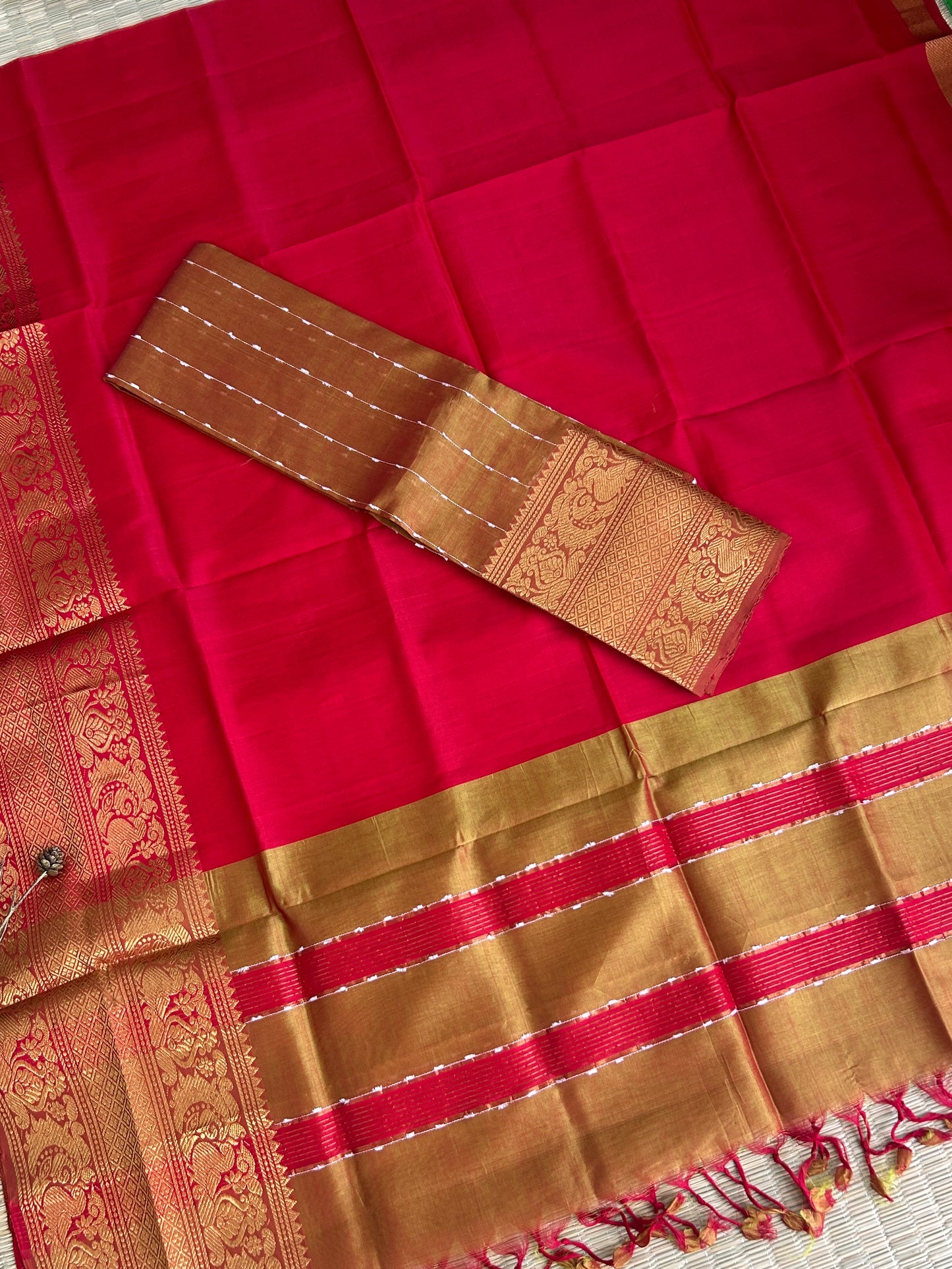 Mangalagiri Silk Dress Material with Kanchi Border