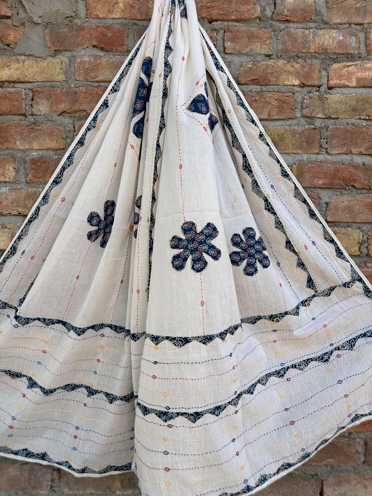 Appliqué Work and Mirror Work Cotton Dupatta