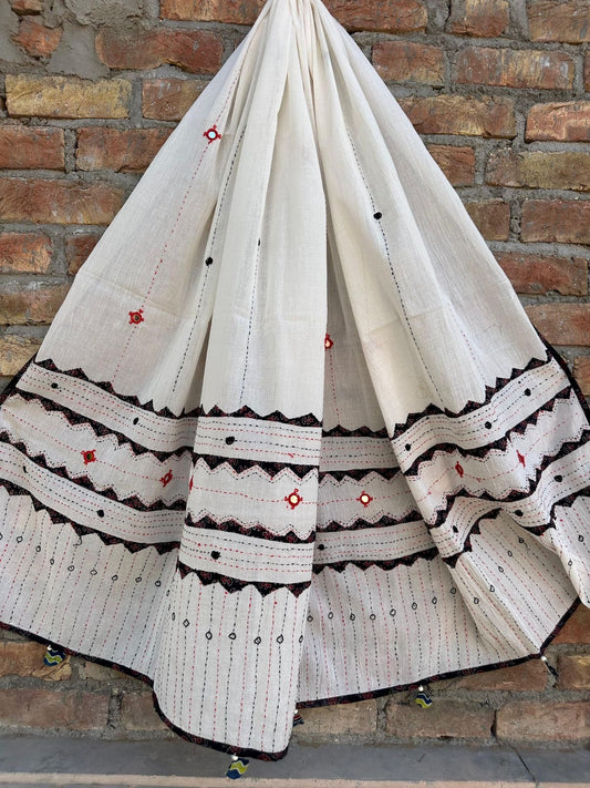 Appliqué and Mirror Work Cotton Dupatta
