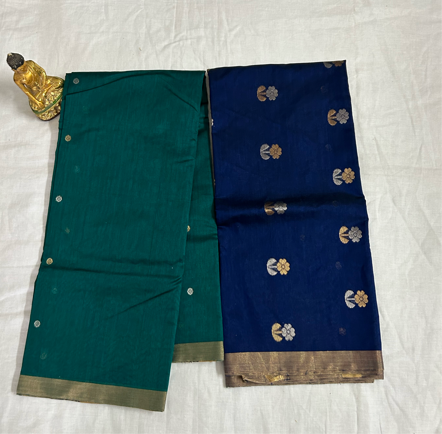 Pure Handloom Chanderi Silk Top Dupatta Set with weaving Gold Silver Bootis