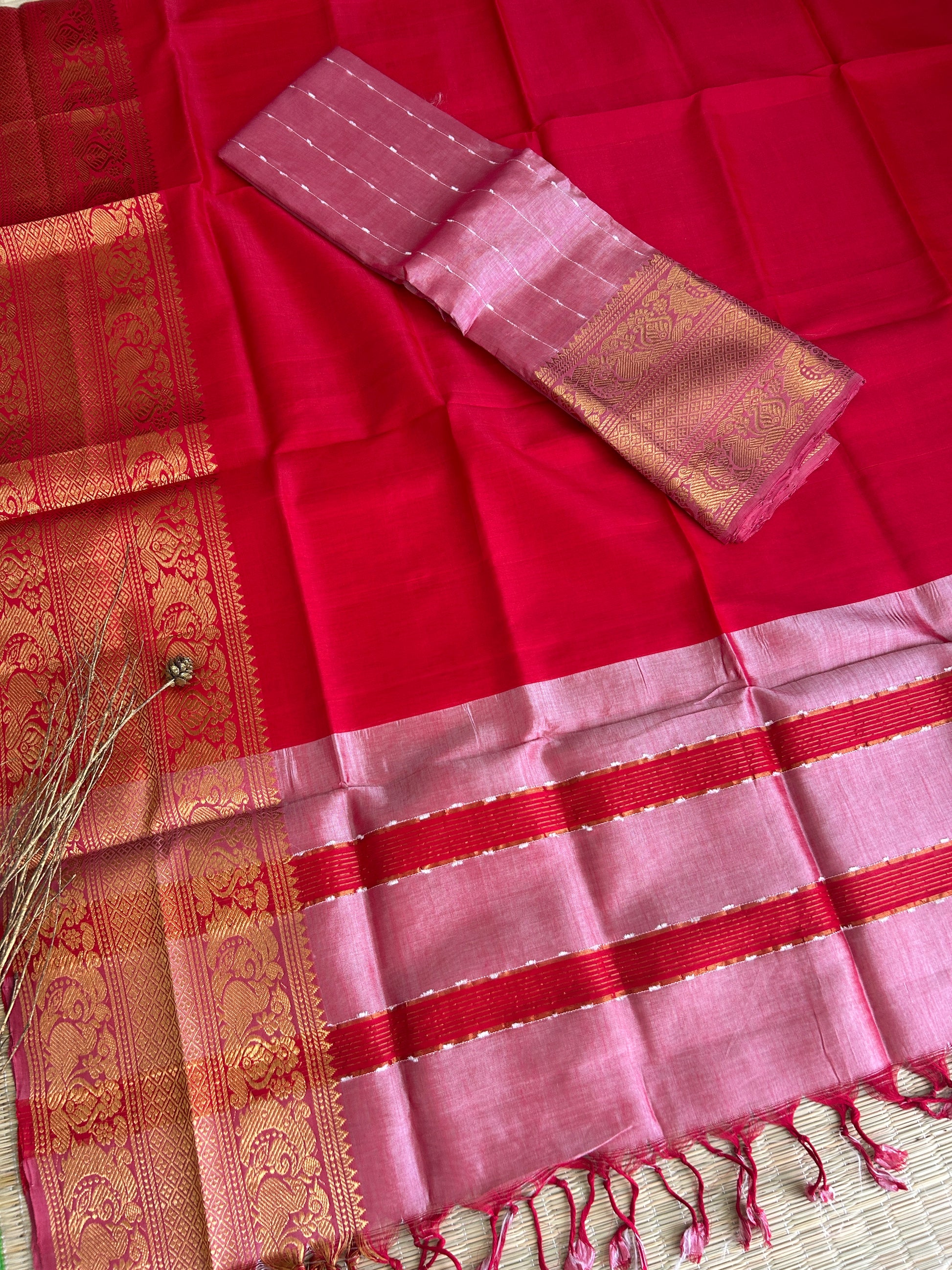 Mangalagiri Silk Dress Material with Kanchi Border