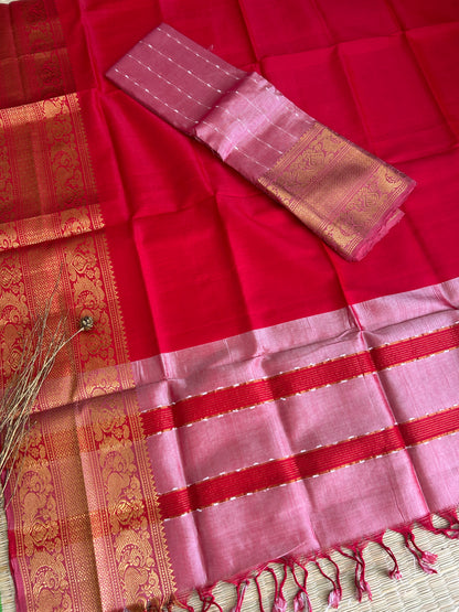 Mangalagiri Silk Dress Material with Kanchi Border