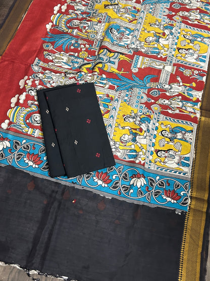 Handloom Cotton Dress Material with Kalamkari Silk Dupatta