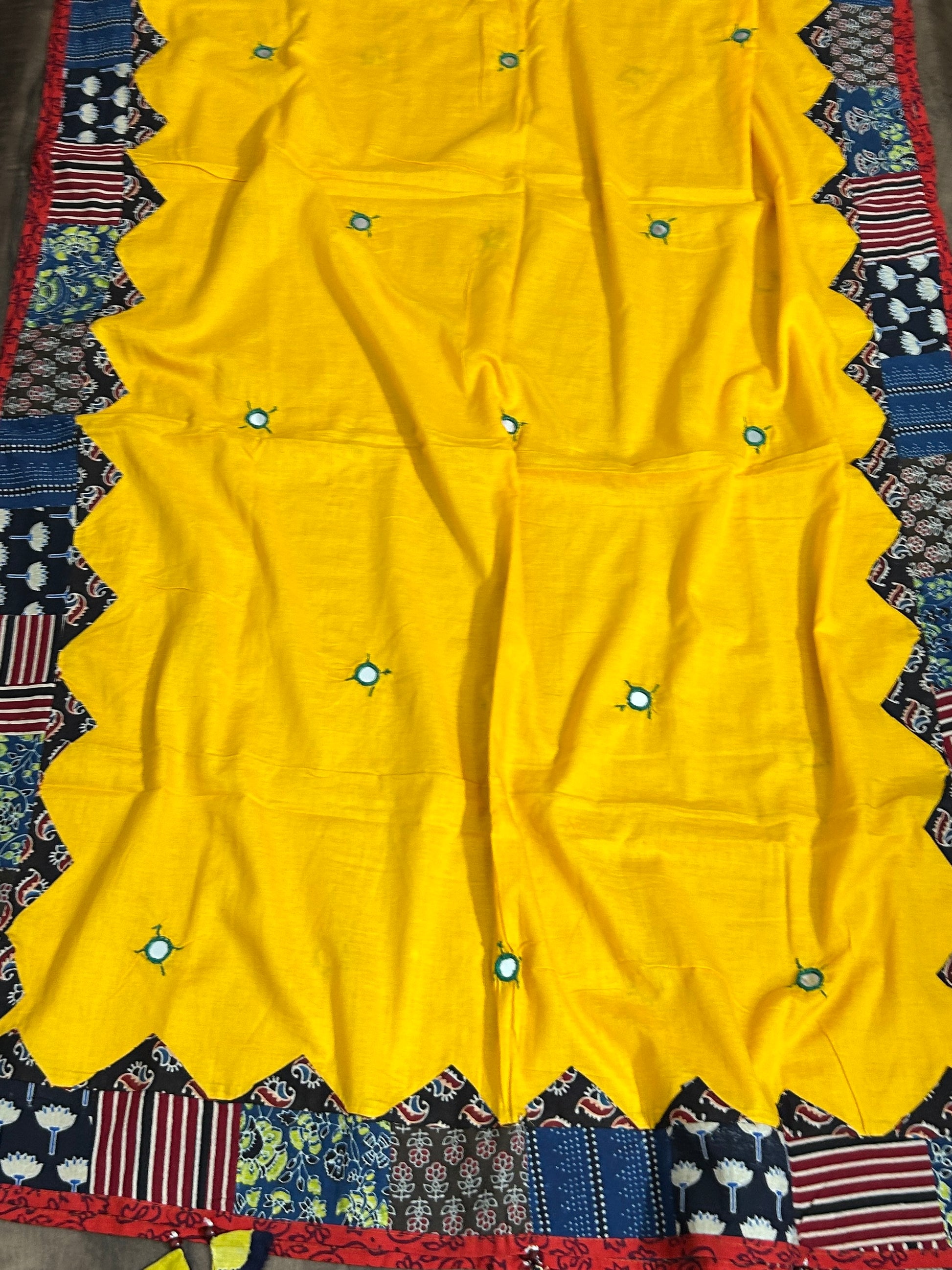 Appliqué Work and Mirror Work Cotton Dupatta