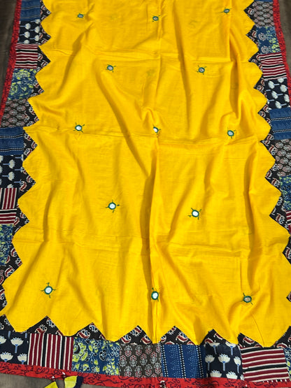 Appliqué Work and Mirror Work Cotton Dupatta