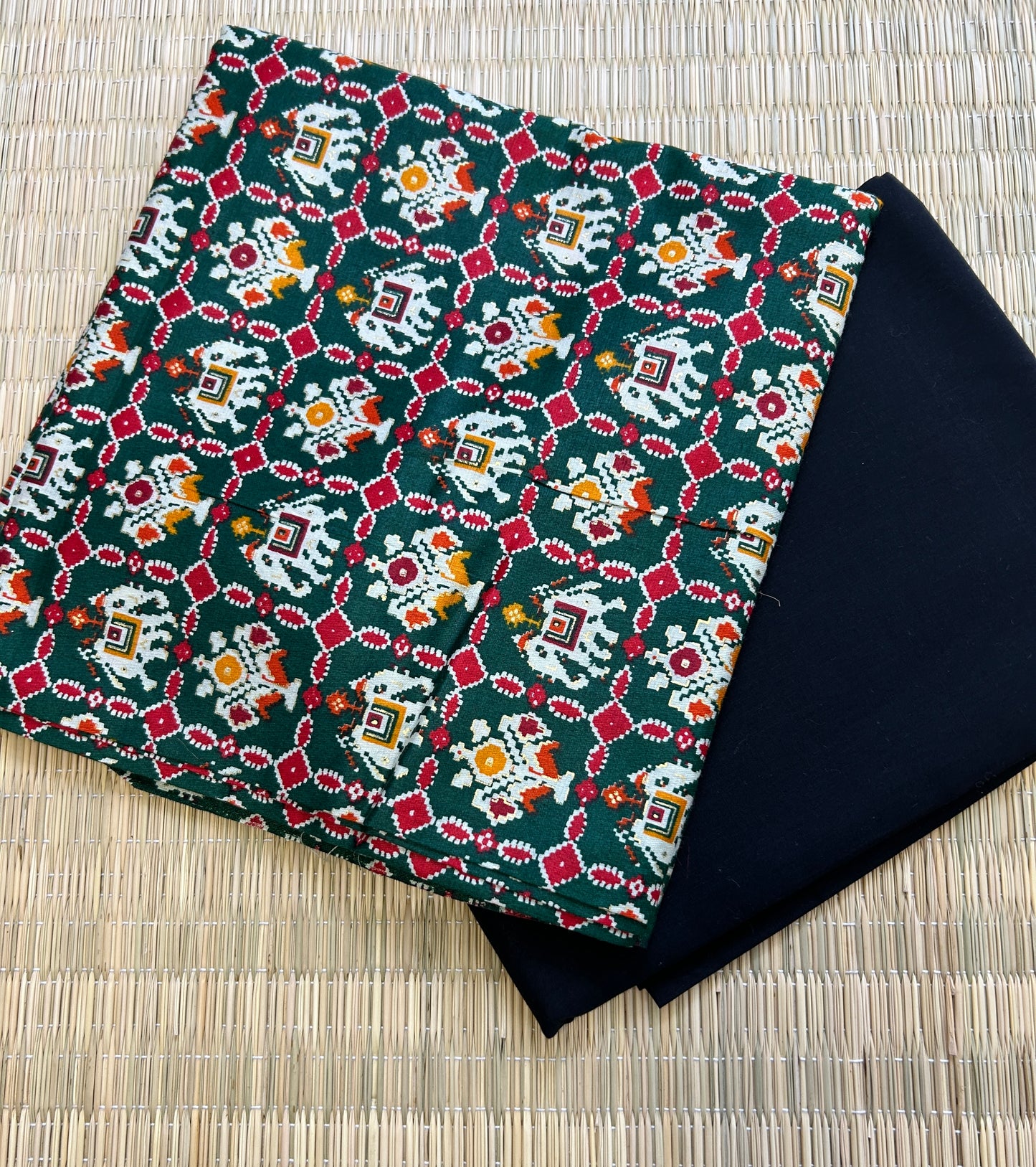 Green Patola Print Top Material (TB-2)