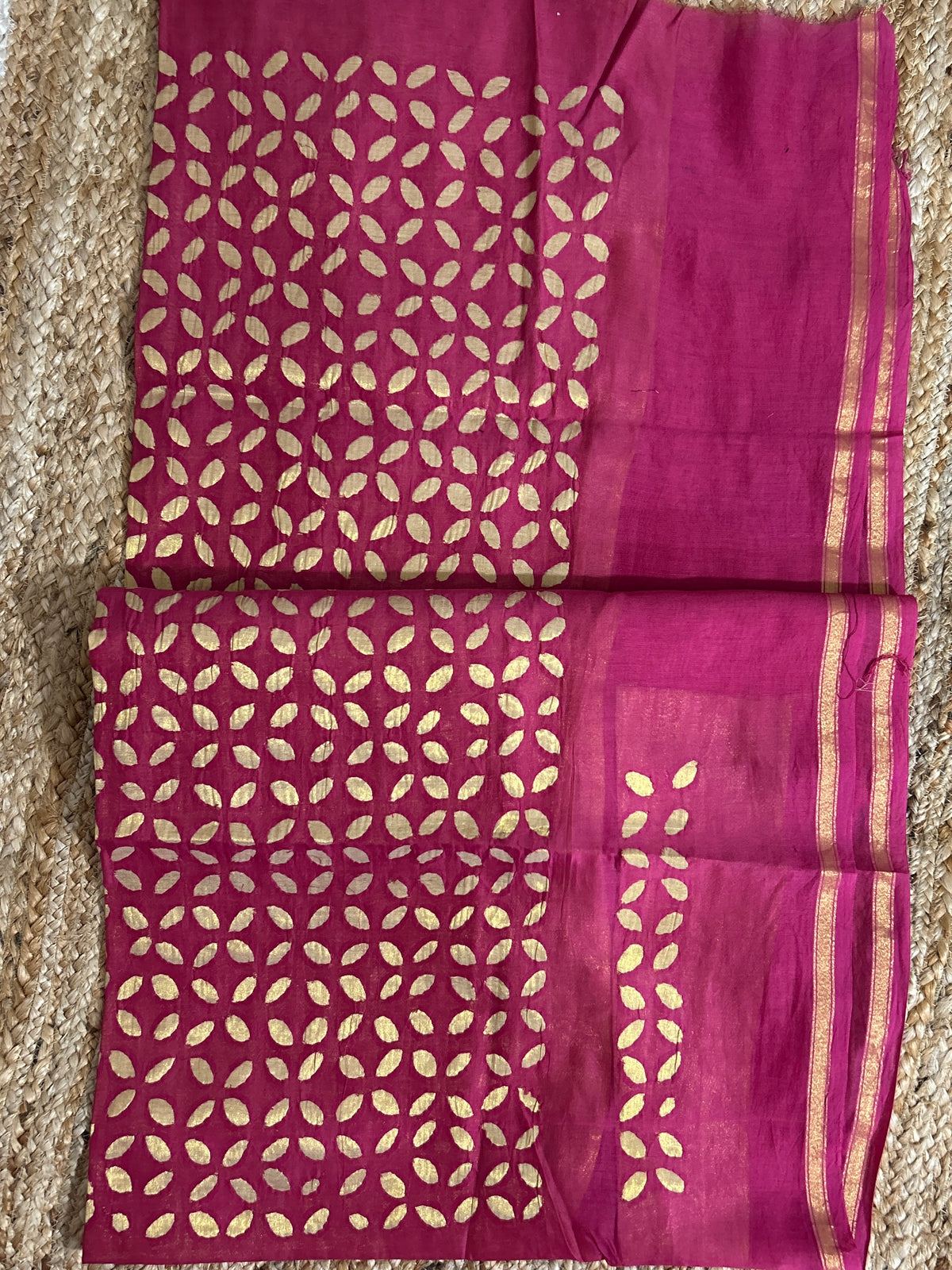 Pink Appliqué Work Chanderi Silk Kurti Fabric