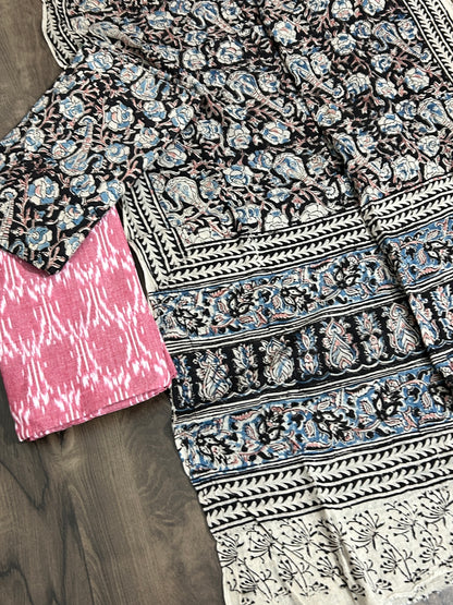Ikat Kalamkari Cotton Dress Material