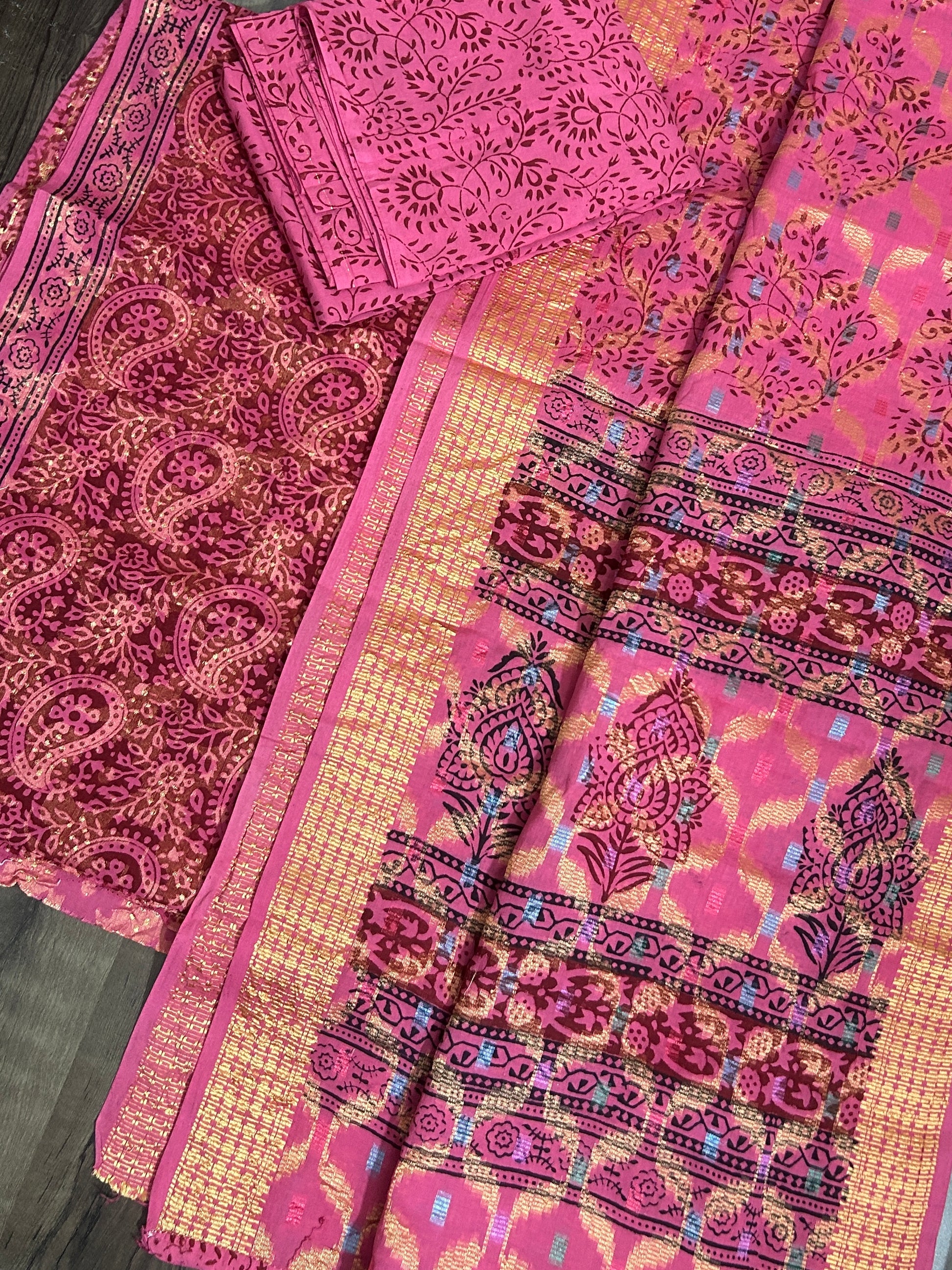 Bagh Print Cotton Dress Material