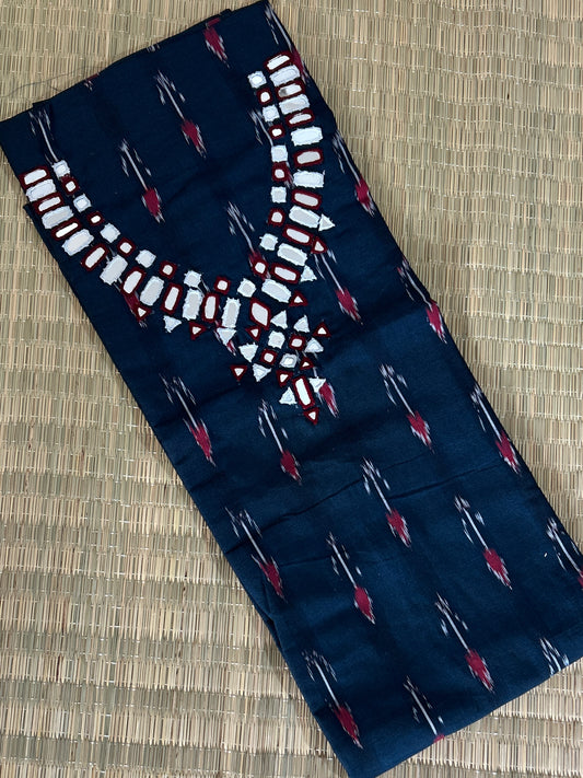 Mirror work Ikat Cotton Unstitched Kurti