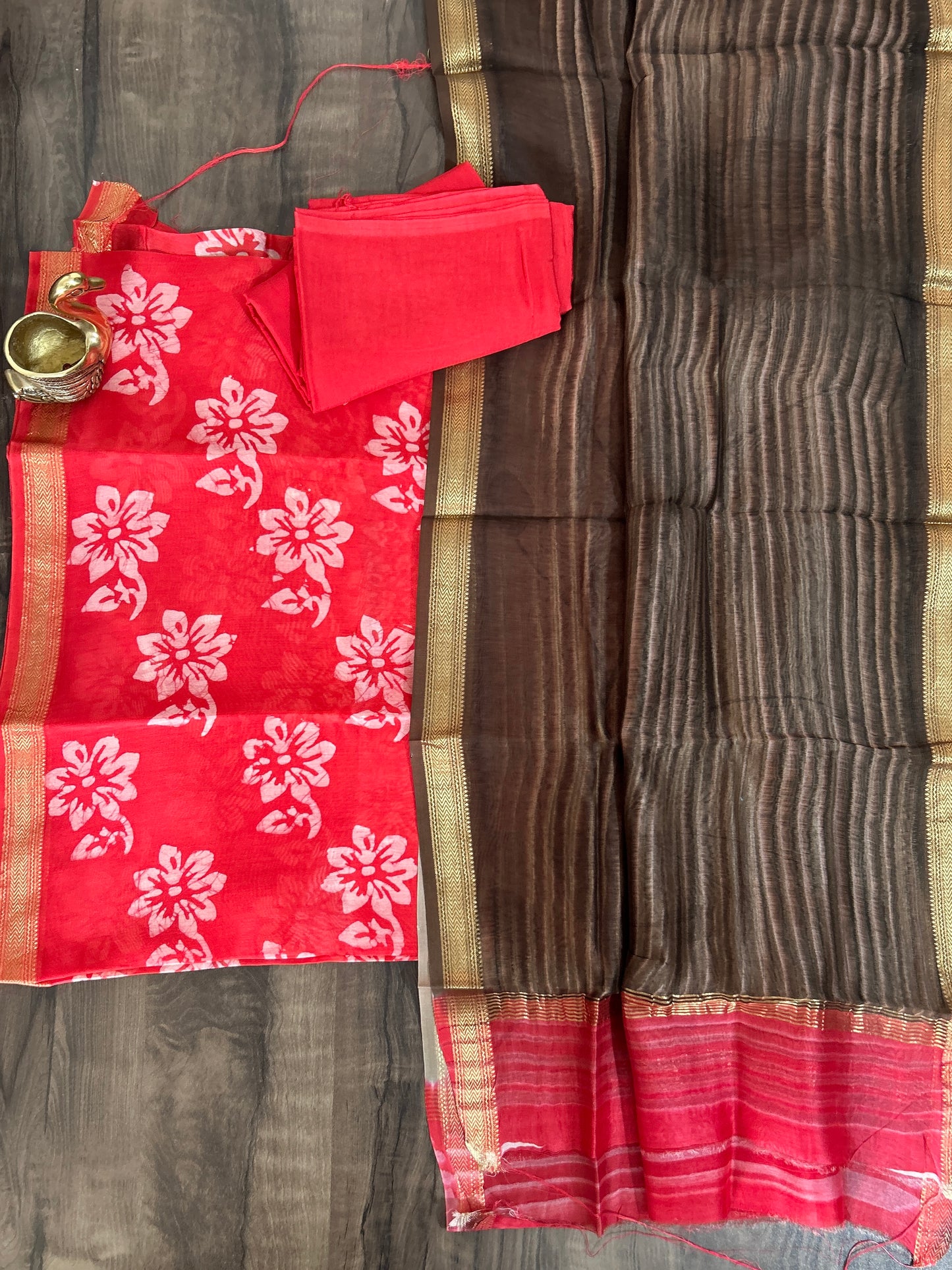 Hand Painted Maheshwari Silk Cotton Dress Material