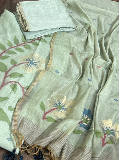 Mal Chanderi Jamdani Dress Material