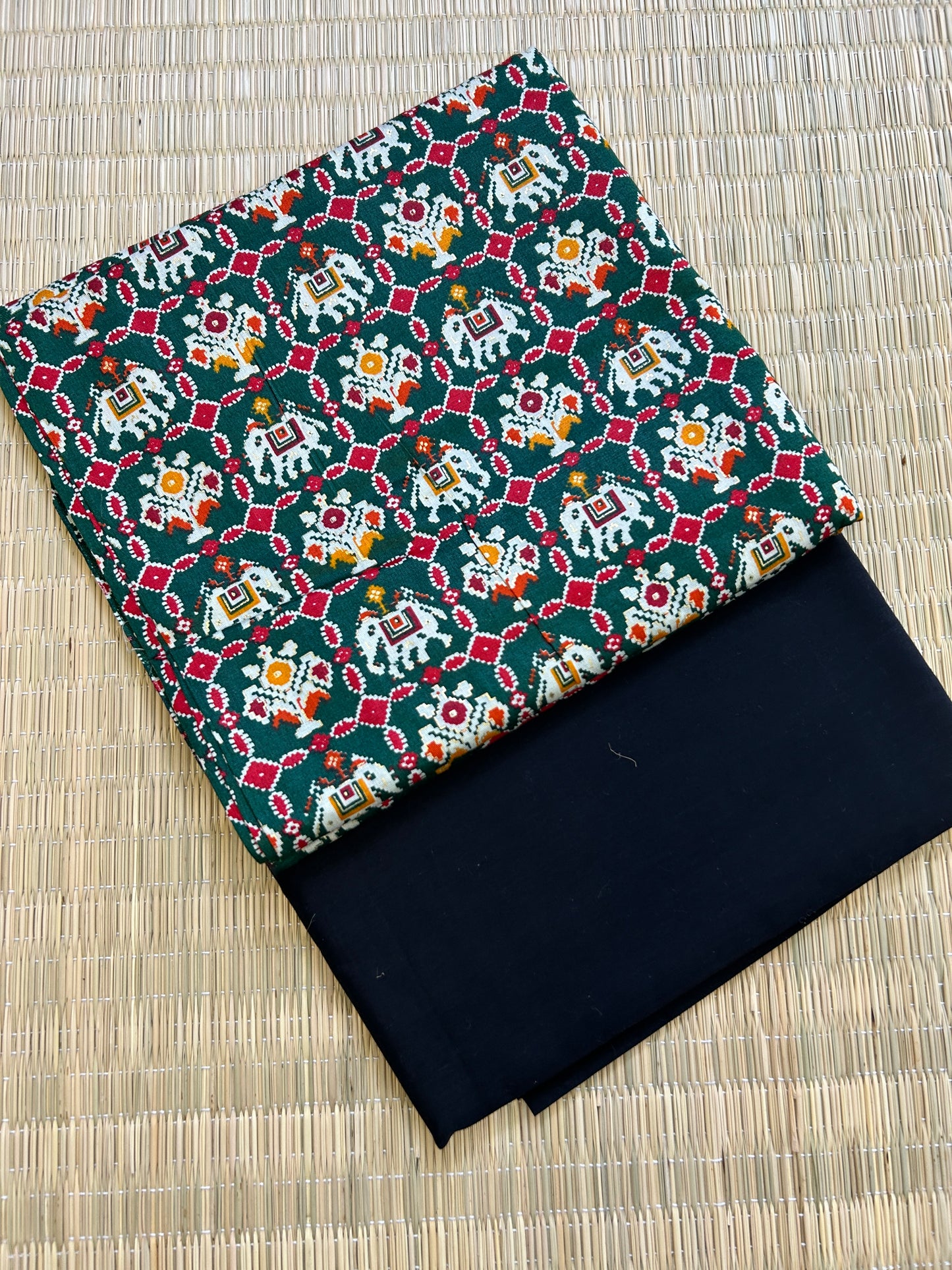 Green Patola Print Top Material (TB-2)