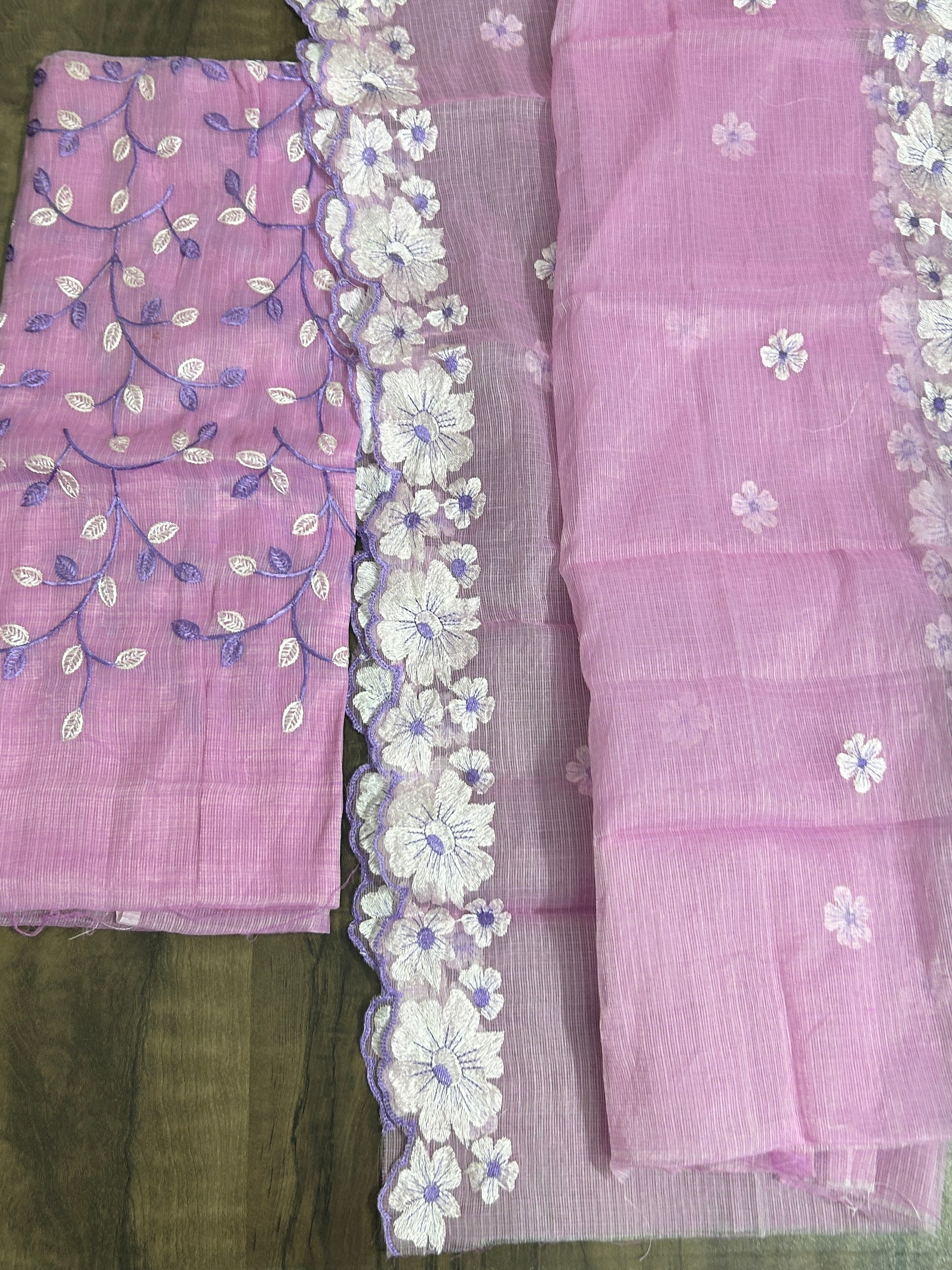 Embroidered Kota Dress Material