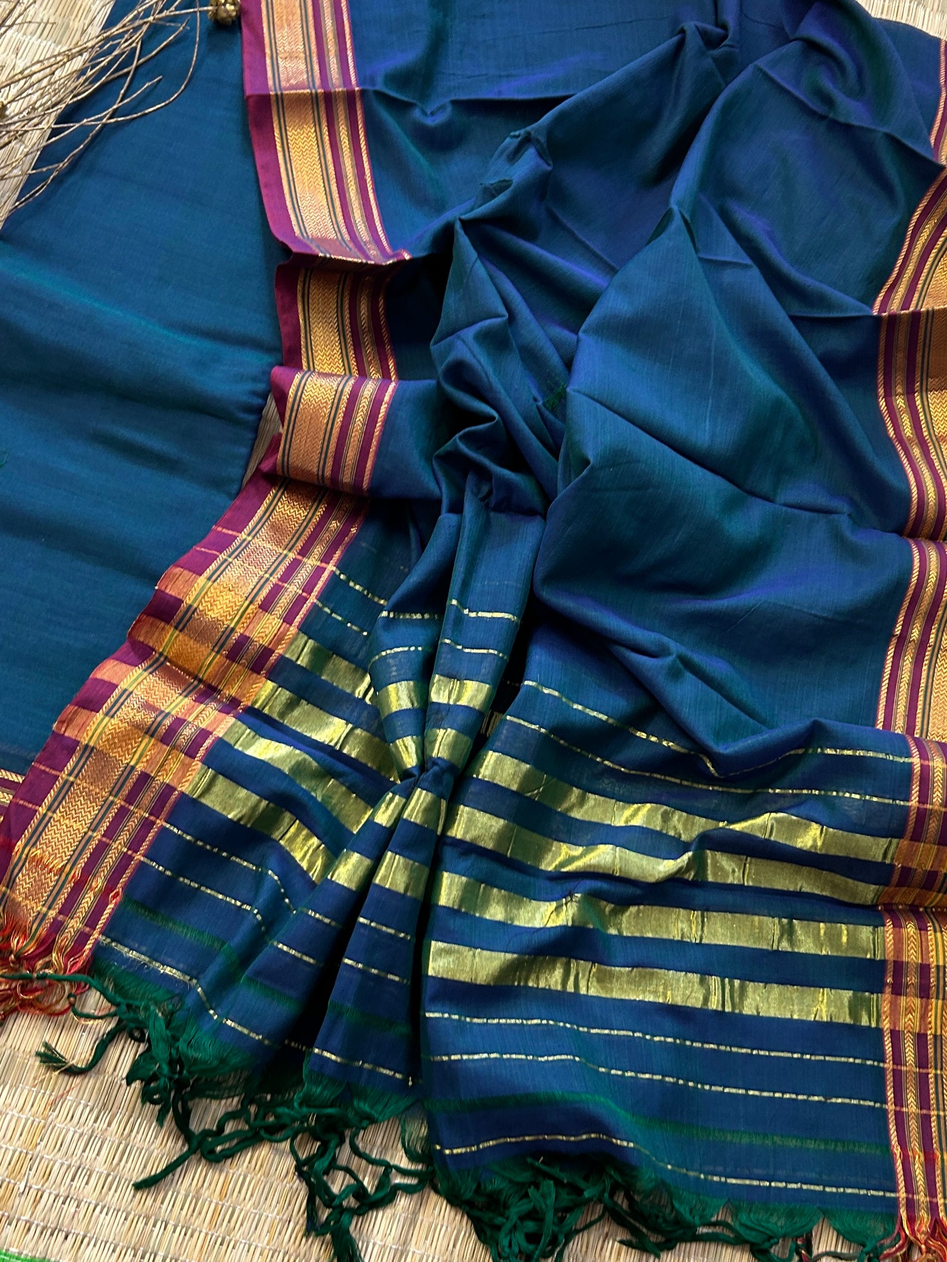 Narayanpeth Cotton Dress Material with Zari Border – RKG SHOPPING