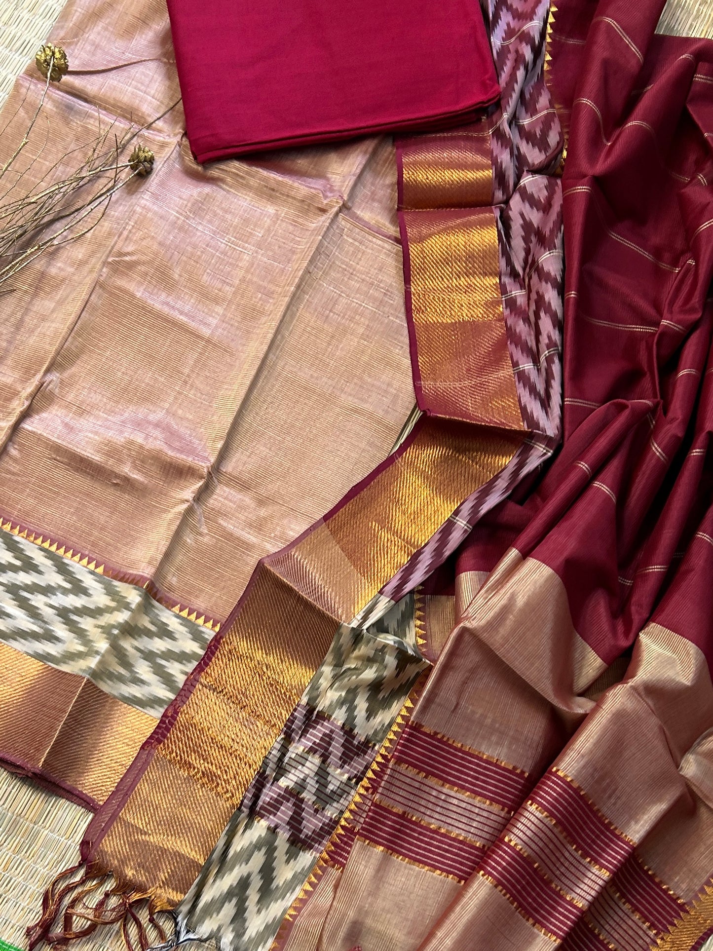 Mangalagiri Silk Dress Material with ikat Border