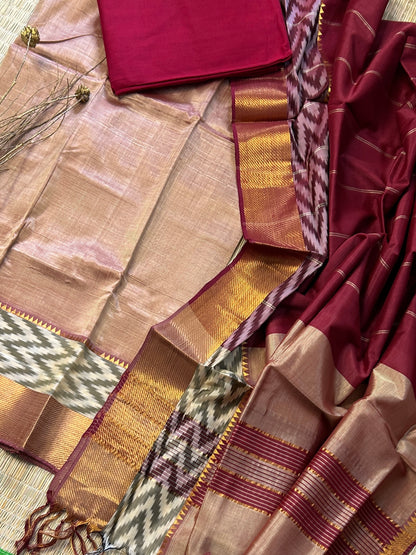 Mangalagiri Silk Dress Material with ikat Border