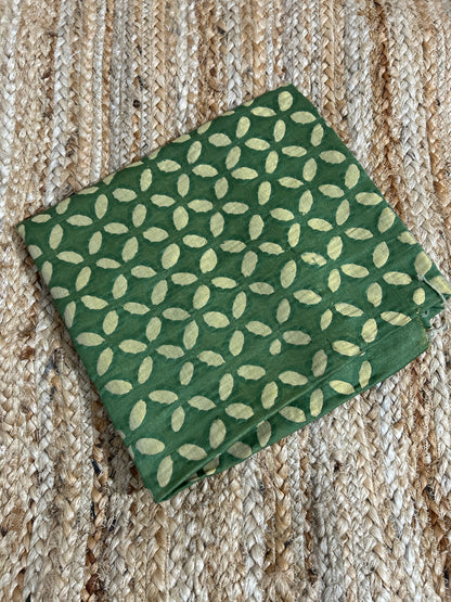 Green Appliqué Work Chanderi Silk Kurti Fabric