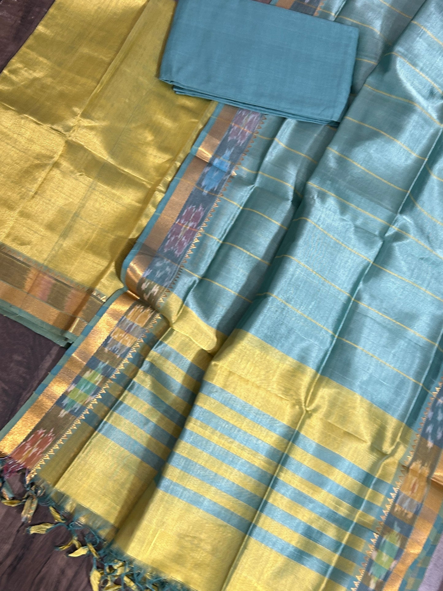 Mangalagiri Silk Dress Material with ikath Border