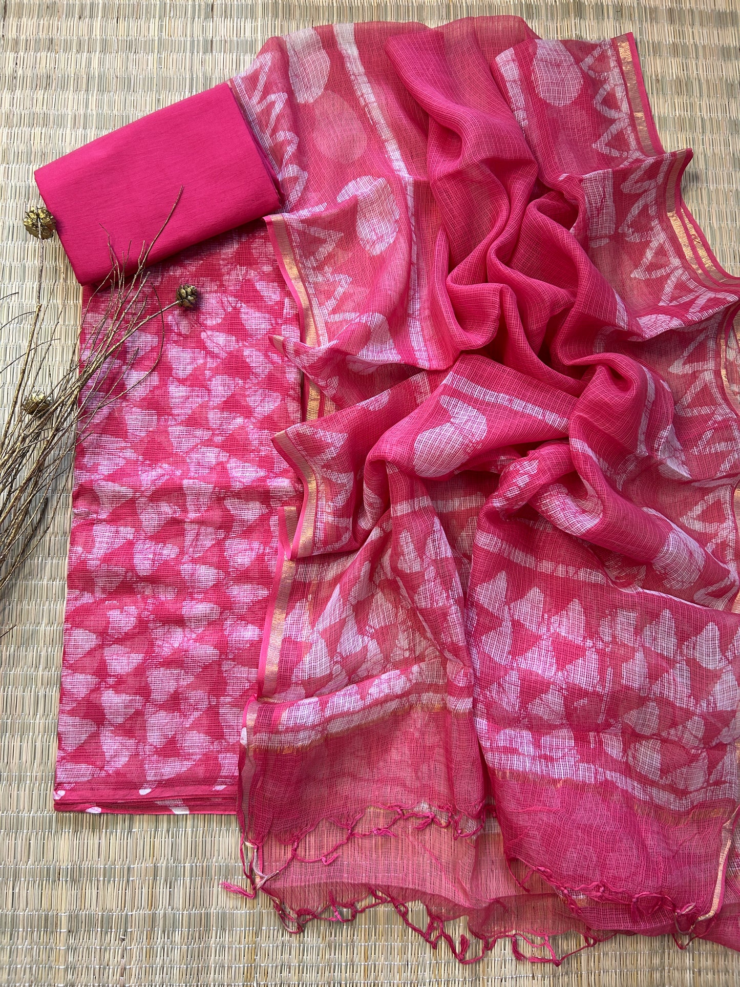 Ajrakh Print Hand BlockPrint Kota Doriya Dress Material