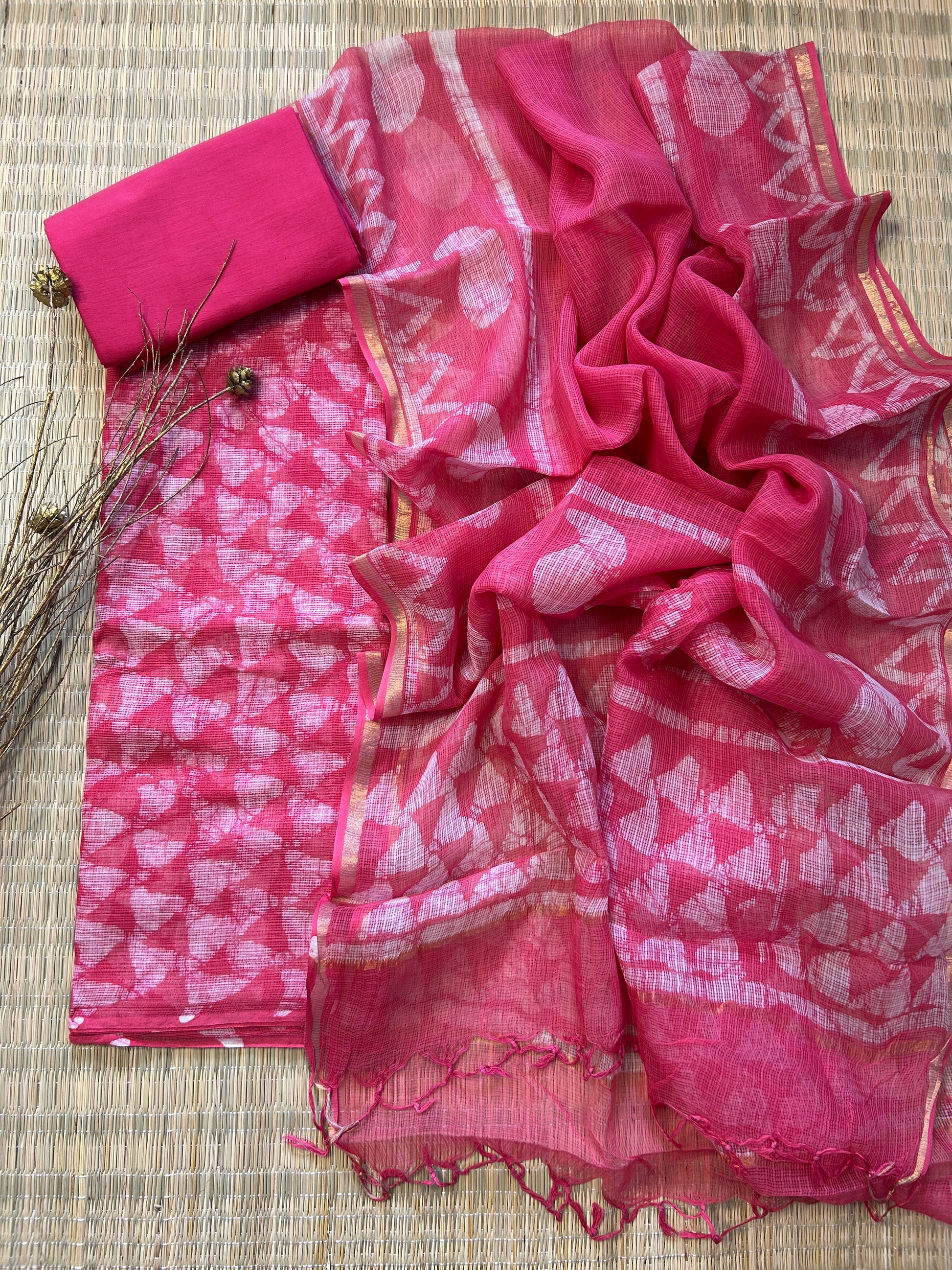 Ajrakh Print Hand BlockPrint Kota Doriya Dress Material